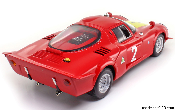 1968 - Alfa Romeo 33.2 Daytona Ricko 1/18 (Червен / Жълт) Задна дясна страна