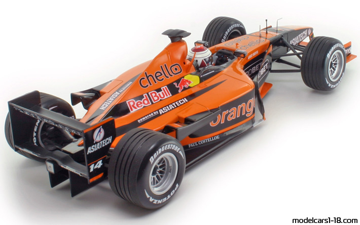 2001 - Arrows Asiatech A22 Minichamps 1/18 (Оранжев / Черен) Задна дясна страна