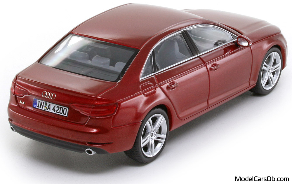 2016 - Audi A4 (B9) Spark 1/43 (Червен) Задна дясна страна