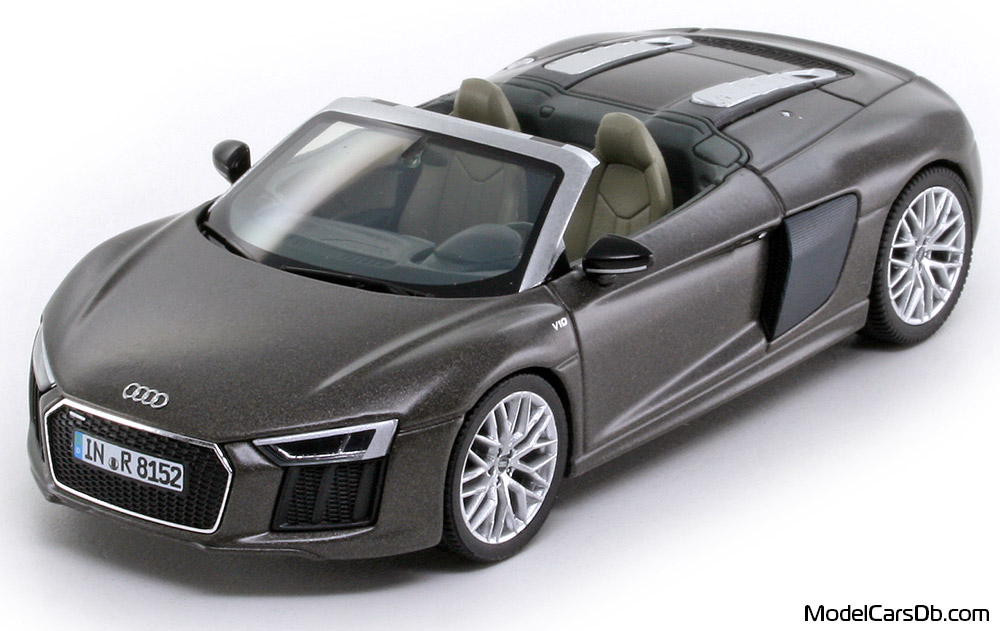 2015 - Audi R8 V10 Spyder (4S) Herpa 1/43 (Сив) Предна лява страна
