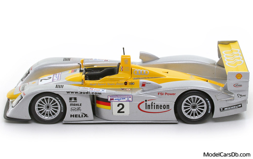 2002 - Audi R8 Minichamps 1/43 (Сребрист / Жълт) Страна