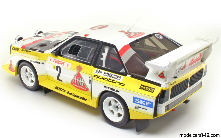 1986 - Audi Sport Quattro S1 Rallye Monte-Carlo Otto Models 1/18 (Бял / Жълт) Отваряеми части