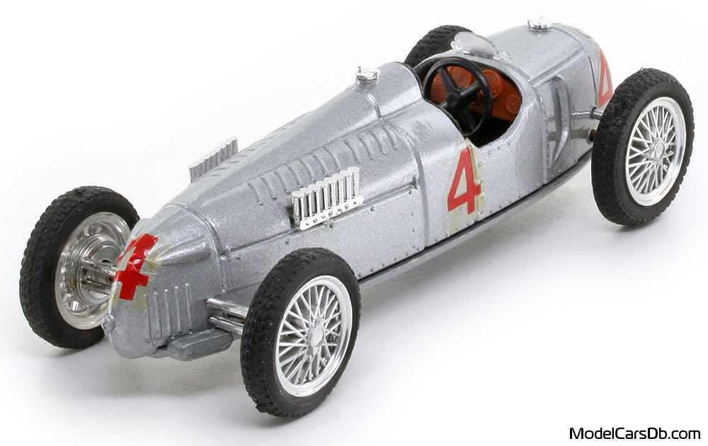 1936 - Auto Union Type C Brumm 1/43 (Сребрист) Задна дясна страна
