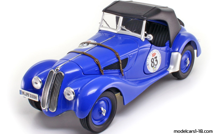 1936 - BMW 328 Ricko 1/18 (Син) Предна лява страна