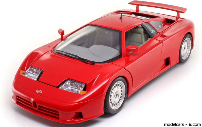 1991 - Bugatti EB 110 Bburago 1/18 (Black / Розов) Предна лява страна