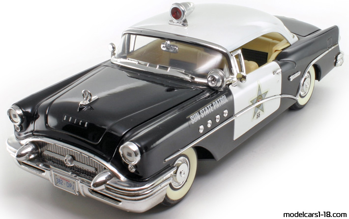 1955 - Buick Century Highway Patrol Mira 1/18 (Черен / Бял) Предна лява страна