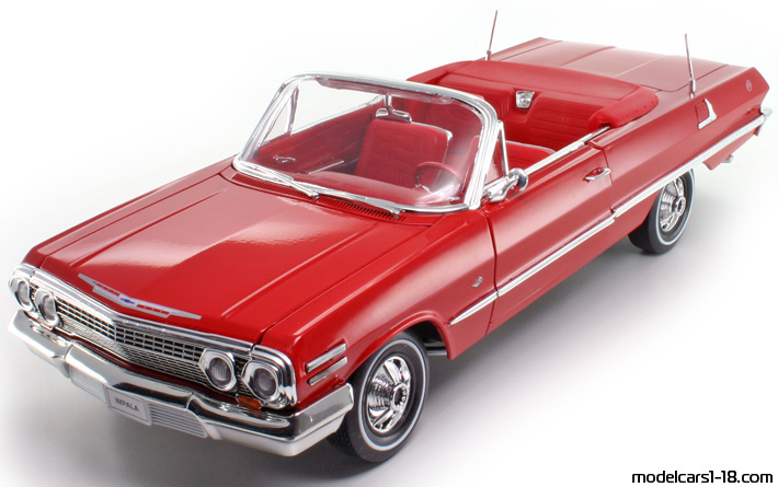 1963 - Chevrolet Impala SS 409 Welly 1/18 (Червен) Предна лява страна