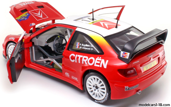 2001 - Citroen Xsara T4 WRC Solido 1/18 (Червен / Бял) Отваряеми части