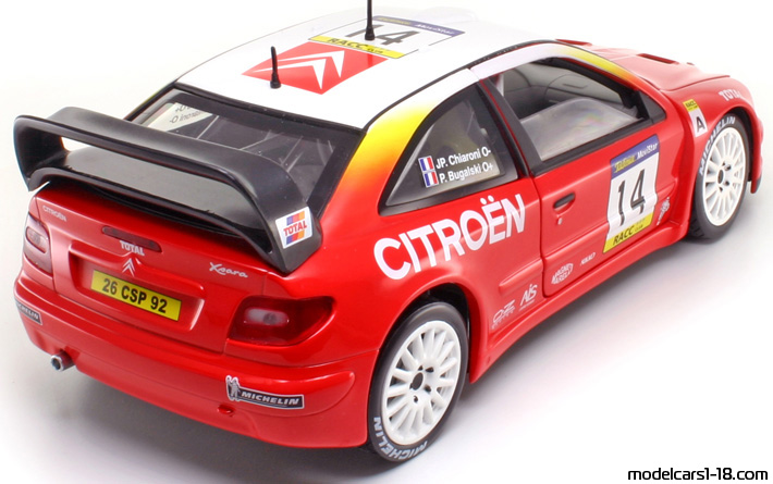 2001 - Citroen Xsara T4 WRC Solido 1/18 (Червен / Бял) Задна дясна страна