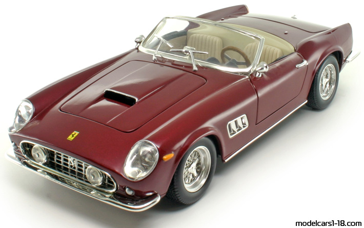 1958 - Ferrari 250 GT California Hot Wheels 1/18 (Червен) Предна лява страна