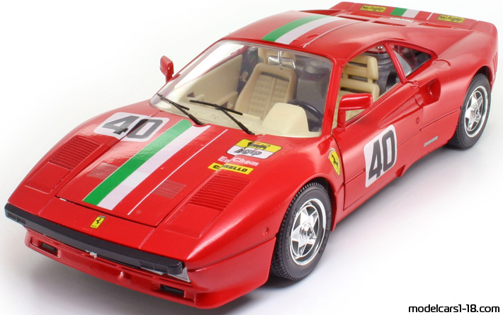 1984 - Ferrari 288 GTO Bburago 1/18 (Red / Зелен) Предна лява страна