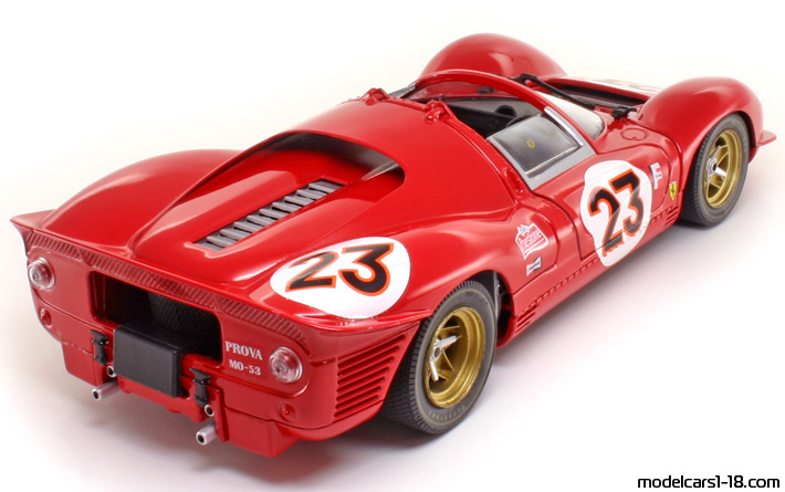 1967 - Ferrari 330 P4 Jouef Evolution 1/18 (Червен / Бял) Задна дясна страна