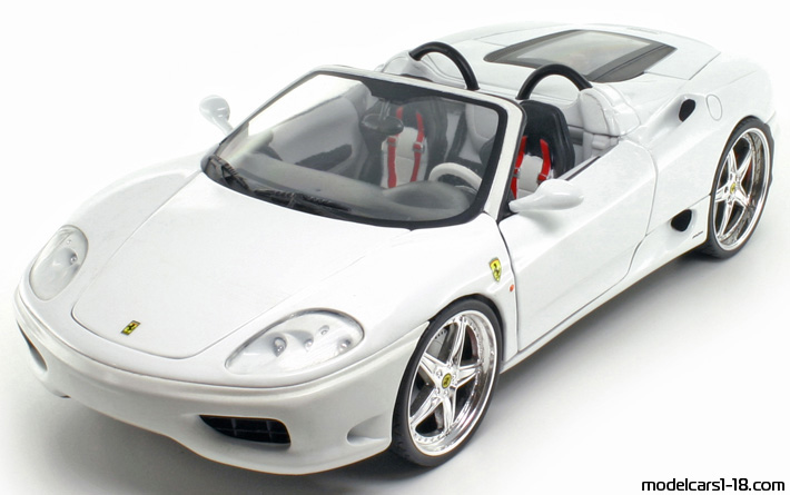 2000 - Ferrari 360 Spider Hot Wheels 1/18 (Бял) Предна лява страна