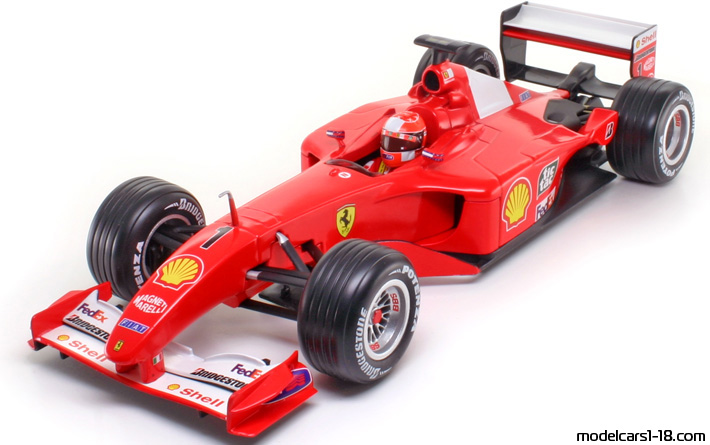 2001 - Ferrari F2001 Hot Wheels 1/18 (Червен / Бял) Предна лява страна