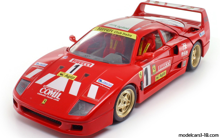 1992 - Ferrari F40 Competizione Bburago 1/18 (Червен / Бял) Предна лява страна