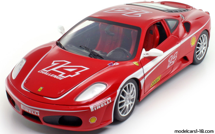 2006 - Ferrari F430 Challenge Hot Wheels 1/18 (Червен / Бял) Предна лява страна