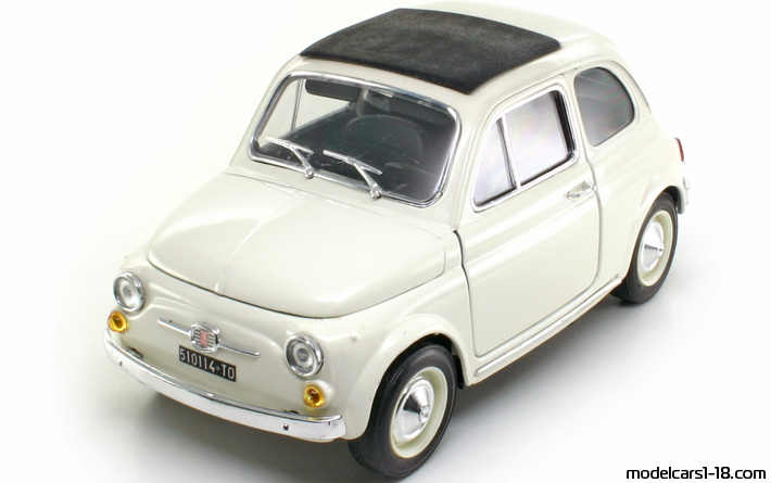 1965 - Fiat 500 F Bburago 1/16 (White) Предна лява страна