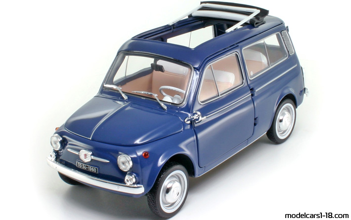 1960 - Fiat 500 Giardiniera Norev 1/18 (Син) Предна лява страна