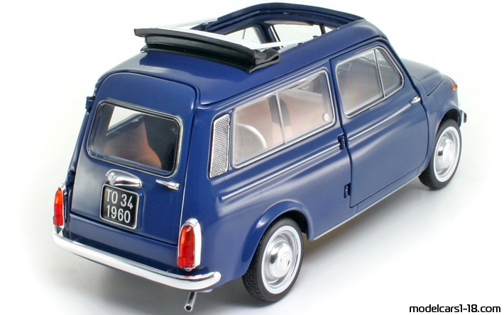1960 - Fiat 500 Giardiniera Norev 1/18 (Син) Задна дясна страна