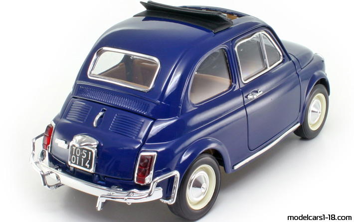 1968 - Fiat 500 L Bburago 1/16 (Син) Задна дясна страна