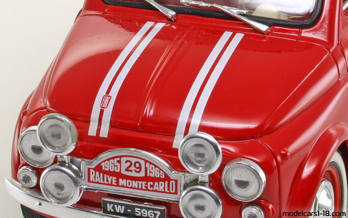 1965 - Fiat 500 Rally Solido 1/16 (Червен / Бял) Багажник / Отварящи се фарове
