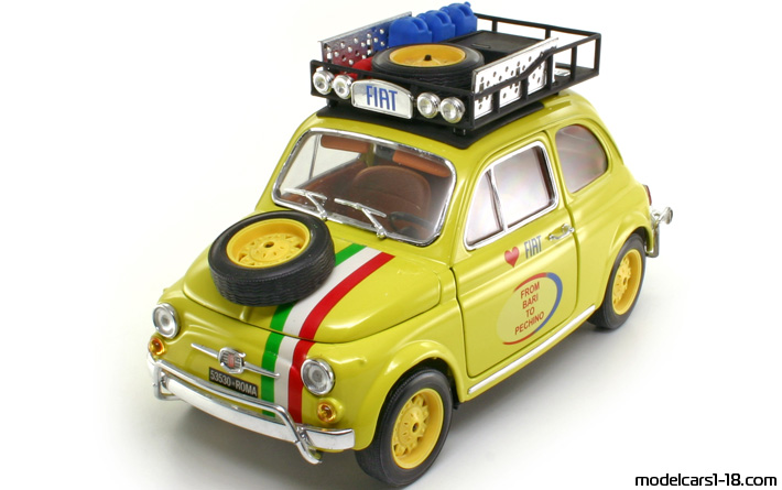 1968 - Fiat 500 Rally Bburago 1/16 (Жълт) Предна лява страна