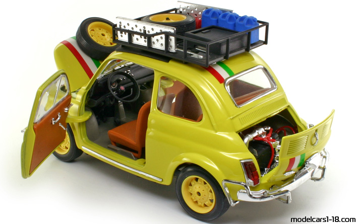 1968 - Fiat 500 Rally Bburago 1/16 (Жълт) Отваряеми части