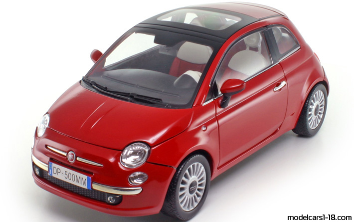 2007 - Fiat 500 Mondo Motors 1/18 (Черен) Предна лява страна