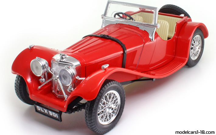 1936 - Jaguar SS100 Bburago 1/18 (Red) Предна лява страна