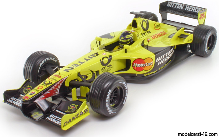 2001 - Jordan Honda EJ11 Hot Wheels 1/18 (Жълт / Черен) Предна лява страна