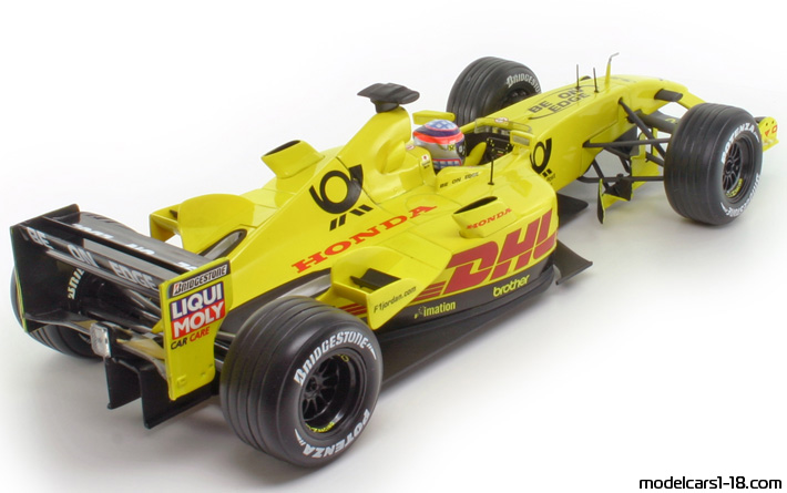 2002 - Jordan Honda EJ12 Hot Wheels 1/18 (Жълт / Черен) Задна дясна страна