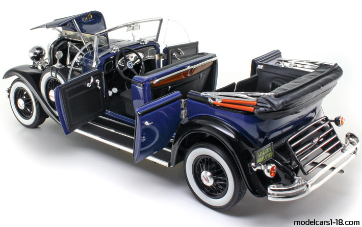 1931 - Lincoln Model K Sport Phaeton Ricko 1/18 (Син / Черен) Отваряеми части