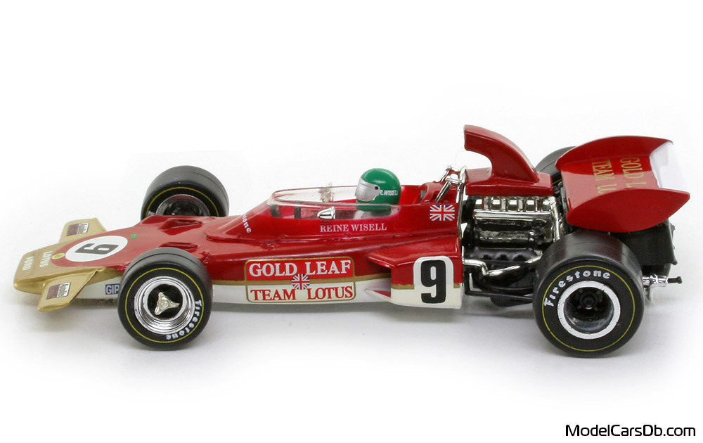 1971 - Lotus 72D Quartzo 1/43 (Червен / Злаетн) Страна