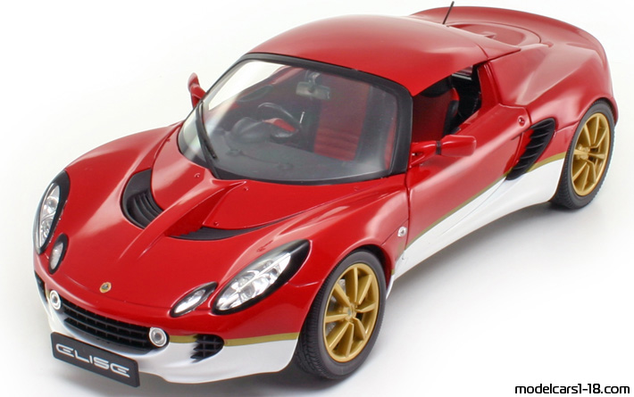 2002 - Lotus Elise Type 49 Jadi 1/18 (Червен / Бял) Предна лява страна