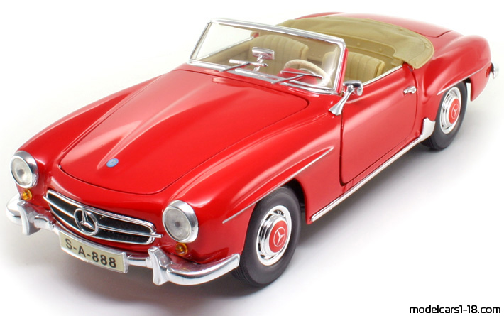 1955 - Mercedes 190 SL (R121) Maisto 1/18 (Червен) Предна лява страна