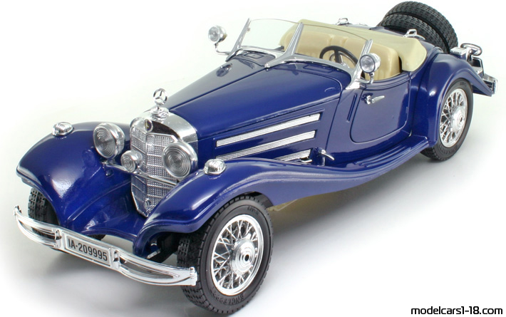 1936 - Mercedes 500 K (W29) Bburago 1/20 (Син) Предна лява страна