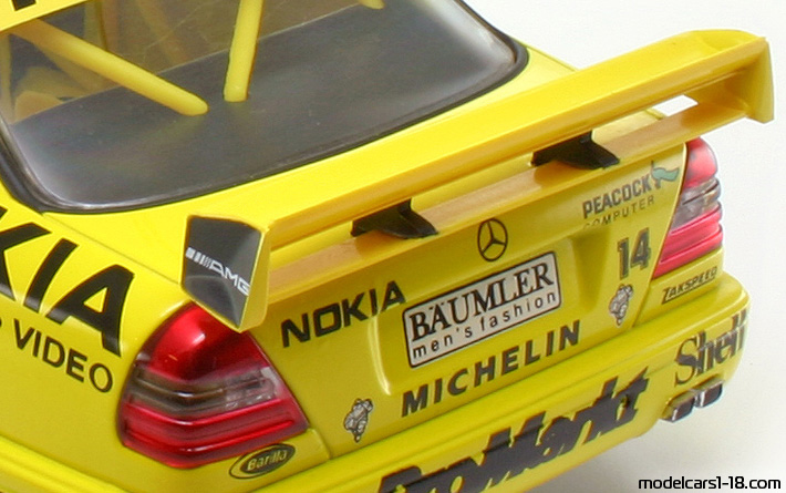 1994 - Mercedes C 180 DTM (W202) UT 1/18 (Жълт / Черен) Багажник / Отварящи се фарове