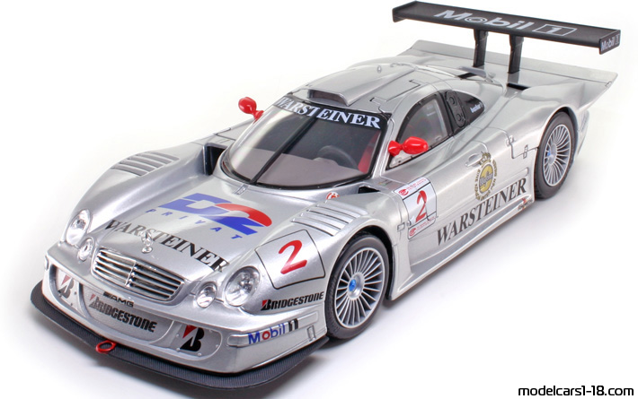 1998 - Mercedes CLK LM Maisto 1/18 (Сребрист) Предна лява страна