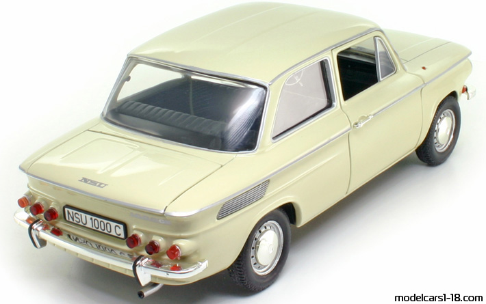 1968 - NSU 1000 C Revell 1/18 (Бял) Задна дясна страна
