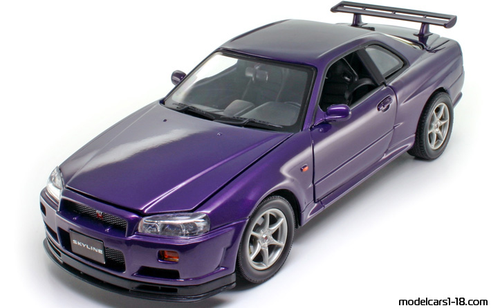 2002 - Nissan Skyline GT-R (R34) Motor Max 1/18 (Син) Предна лява страна