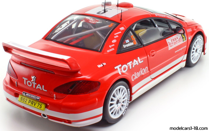 2004 - Peugeot 307 WRC Solido 1/18 (Червен / Бял) Задна дясна страна