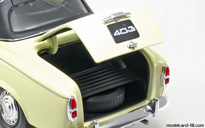 1957 - Peugeot 403 Welly 1/18 (Бял) Багажник / Отварящи се фарове