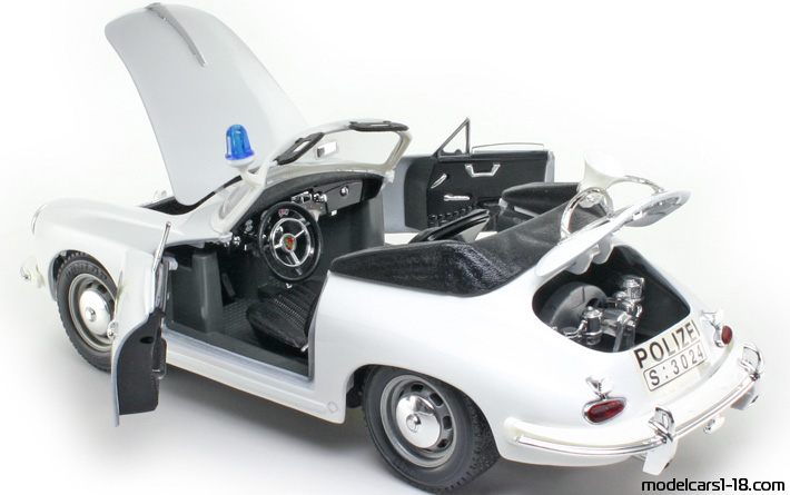 1961 - Porsche 356 B Police Bburago 1/18 (Бял) Отваряеми части