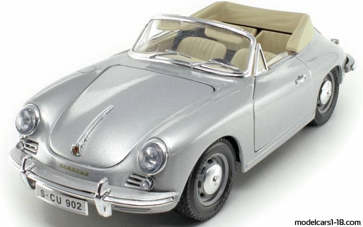 1961 - Porsche 356 B Bburago 1/18 (Сребрист) Предна лява страна