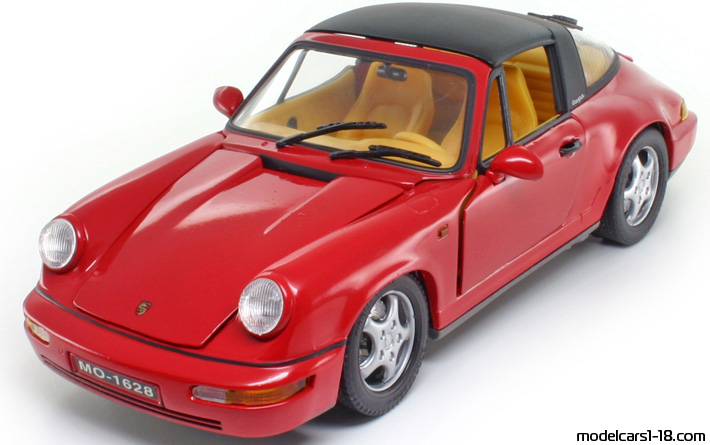 1989 - Porsche 911 Carrera 2 Targa (964) Anson 1/18 (Червен) Предна лява страна