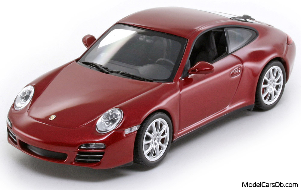 2009 - Porsche 911 Carrera 4S (997) Minichamps 1/43 (Червен) Предна лява страна