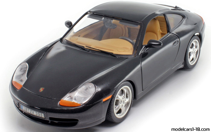 1997 - Porsche 911 Carrera (996) Bburago 1/18 (Черен) Предна лява страна