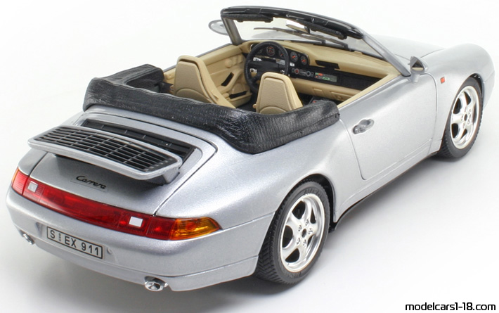 1994 - Porsche 911 Carrera Cabriolet (993) Bburago 1/18 (Сребрист) Задна дясна страна