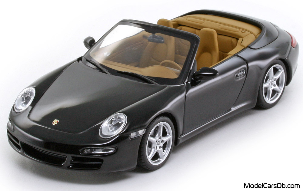 2005 - Porsche 911 Carrera Cabriolet (997) Minichamps 1/43 (Черен) Предна лява страна
