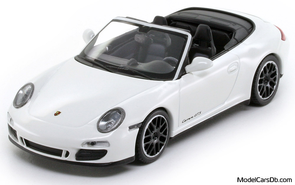 2011 - Porsche 911 Carrera GTS Cabriolet (997) Minichamps 1/43 (Бял) Предна лява страна